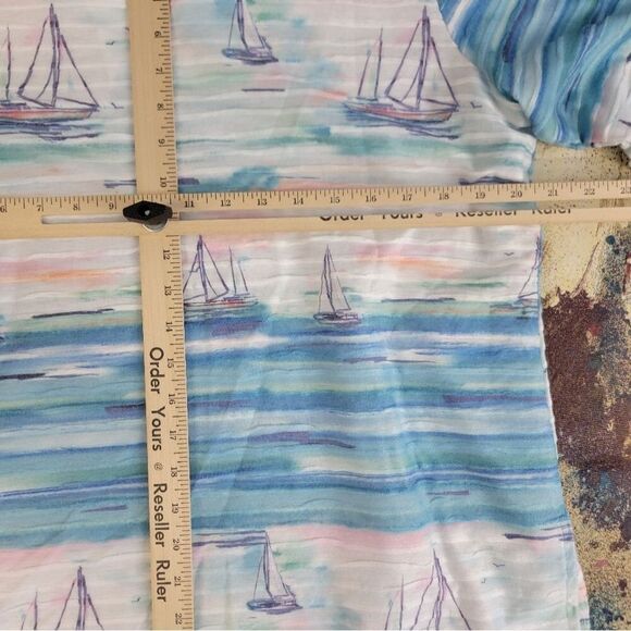 Women's Beautiful Coral Bay Sailboat Theme Pullover Petit X LARGE - Picture 11 of 16